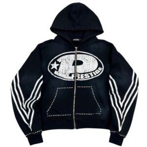 Black “P Logo” Rhinestone Prestige Hoodie