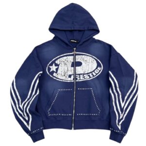 Blue “P Logo” Rhinestone Prestige Hoodie