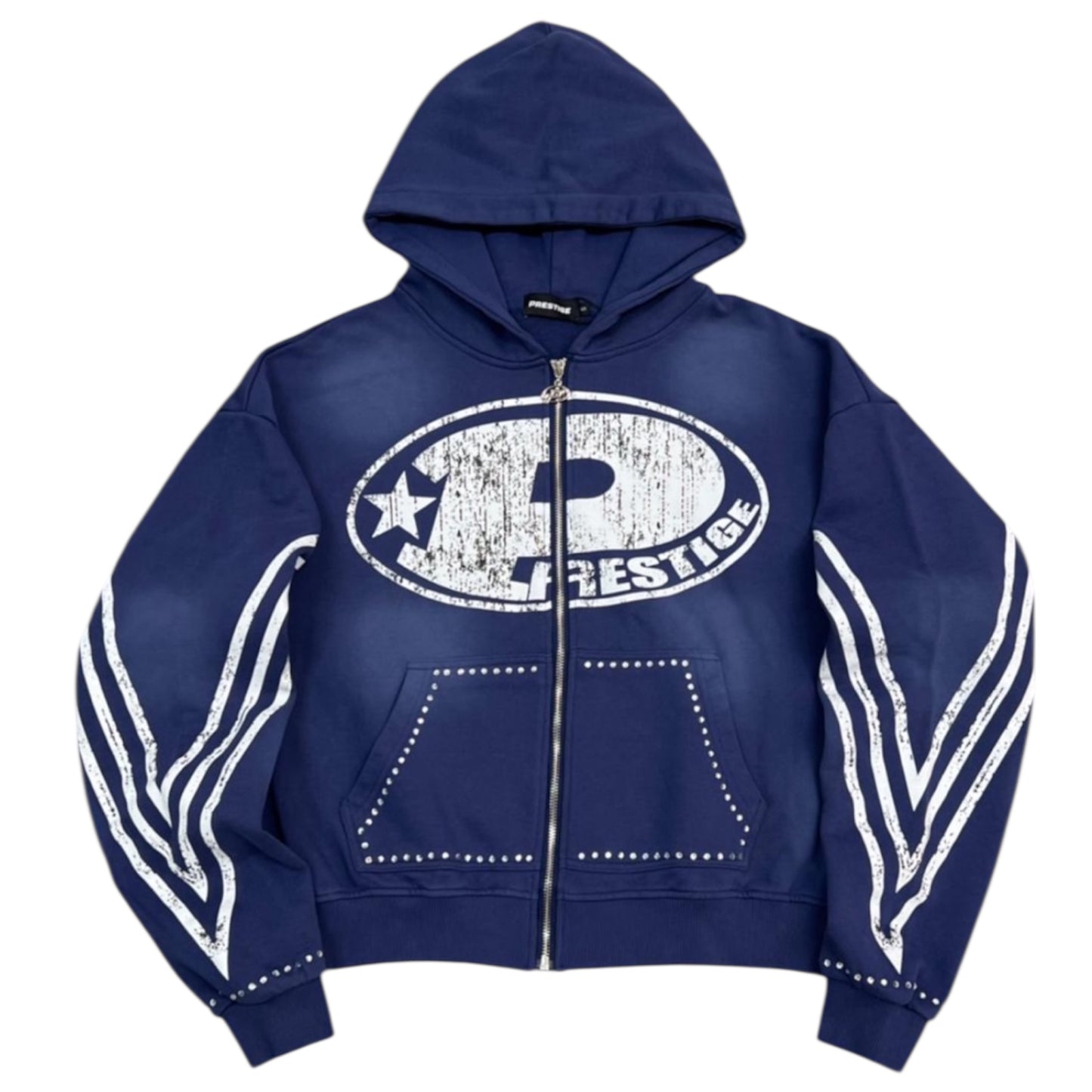 65BFBEF6-FC0D-4A41-ACAA-AB8230908197 (3) Blue “P Logo” Rhinestone Prestige Hoodie